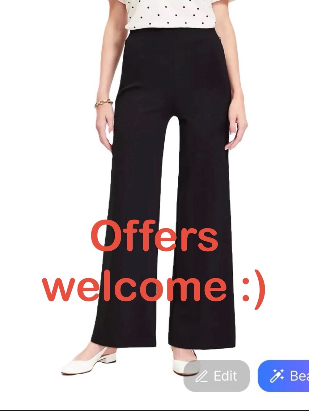 LOFT High-Rise Stretchy Wide-Leg Pants - Black